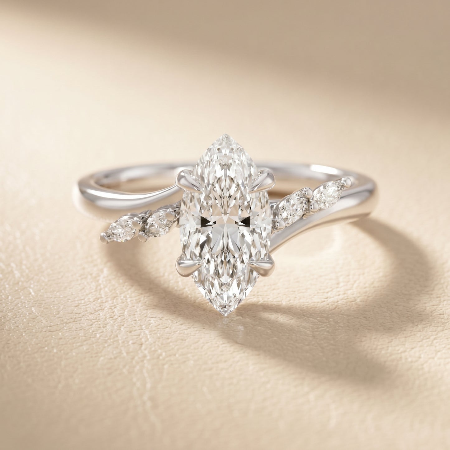 Marquise Cut Lab Grown Diamond Ring in Platinum