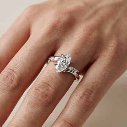 Marquise Cut Lab Grown Diamond Ring in Platinum