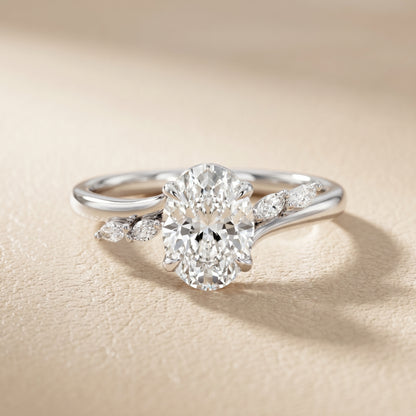 Oval Cut Lab Grown Diamond Ring in Silver