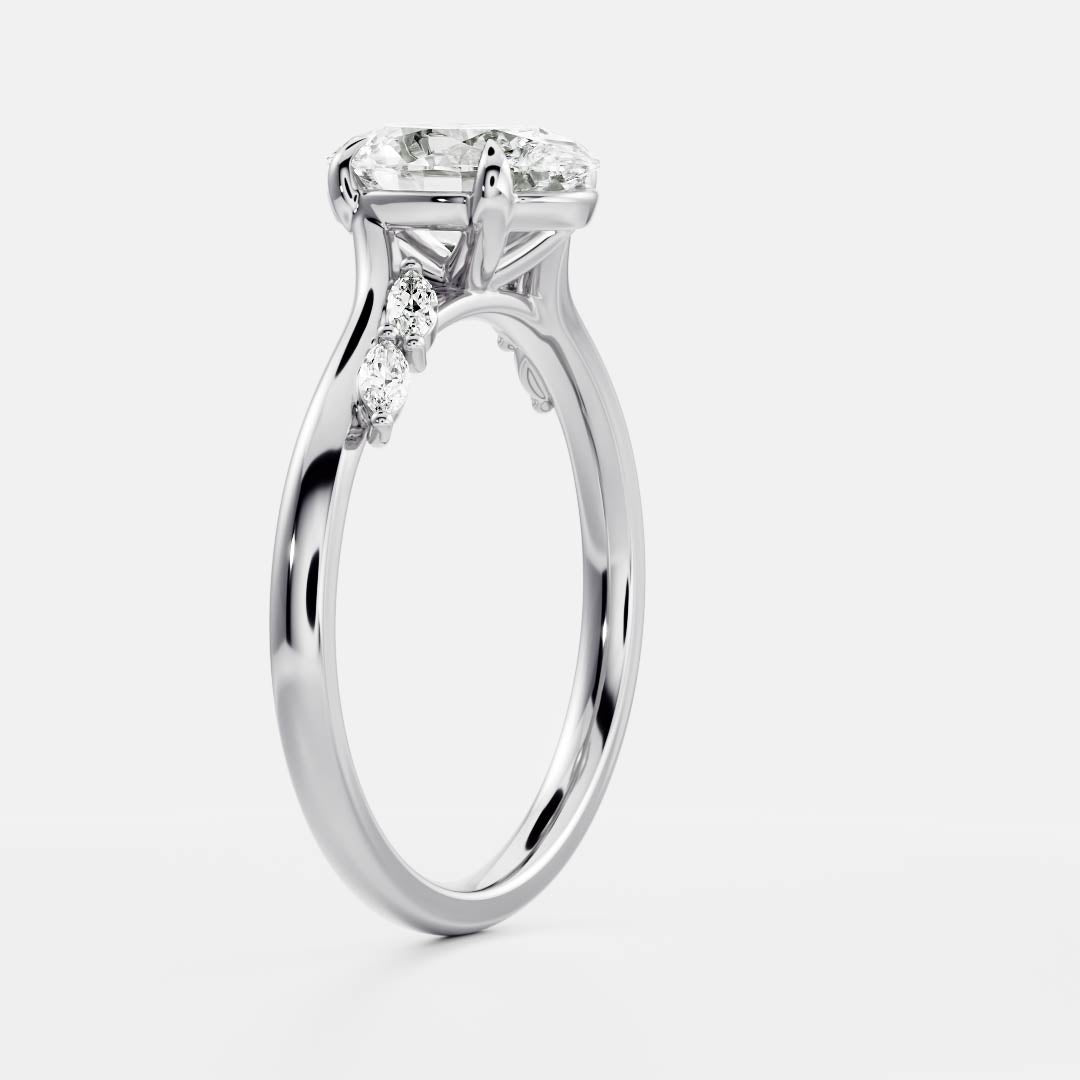 Oval Cut Lab Grown Diamond Ring in Silver