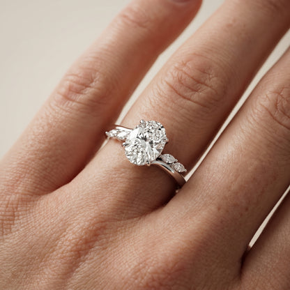 Oval Cut Lab Grown Diamond Ring in Silver