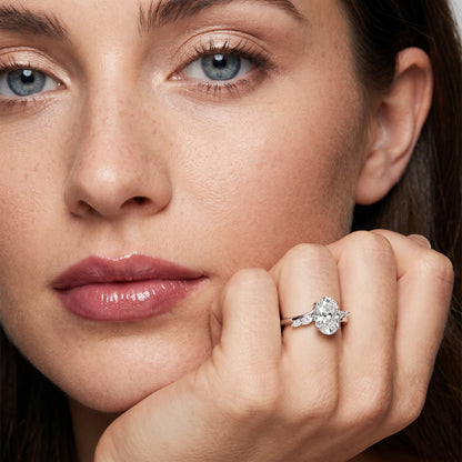 Oval Cut Lab Grown Diamond Ring in Silver