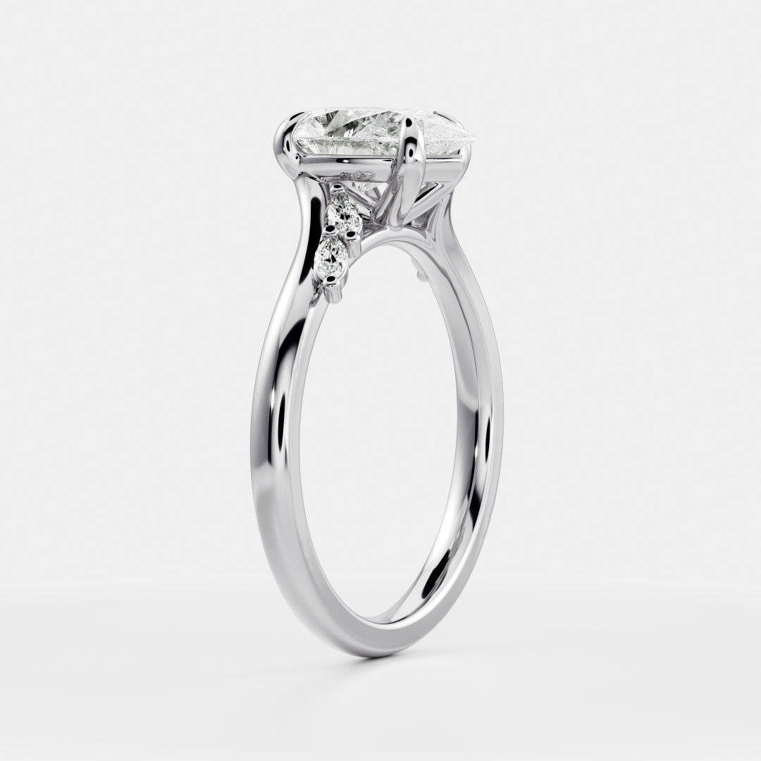 Pear Cut Lab Grown Diamond Ring in White Gold