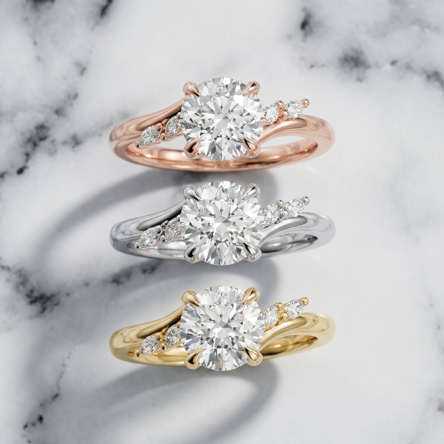 Round Cut Lab Grown Diamond Ring in Platinum