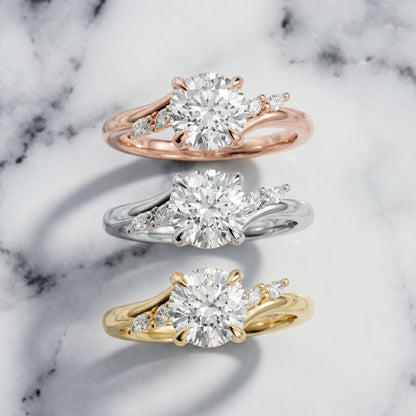 Round Cut Lab Grown Diamond Ring in Platinum