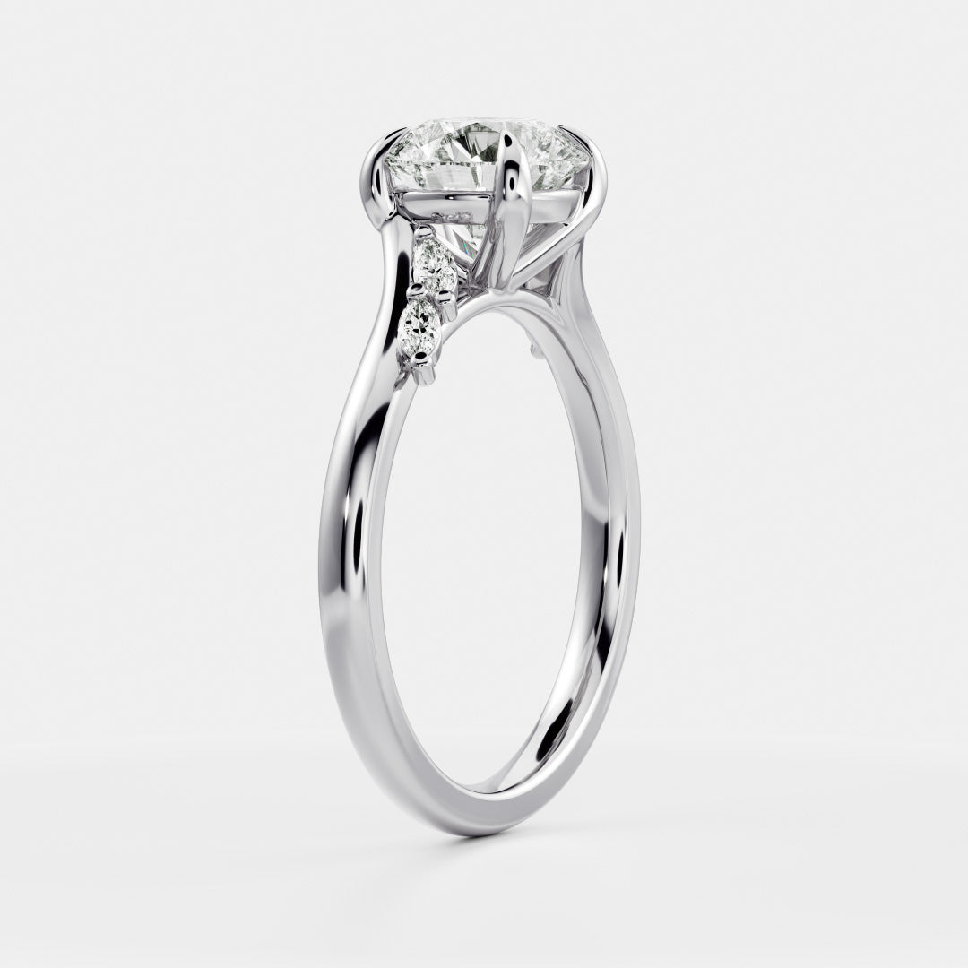 Round Cut Lab Grown Diamond Ring in White Gold