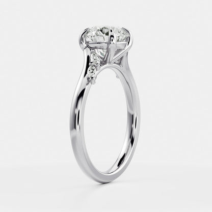 Round Cut Lab Grown Diamond Ring in White Gold