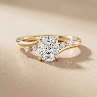 Cushion Cut Lab Grown Diamond Ring in Yellow Gold