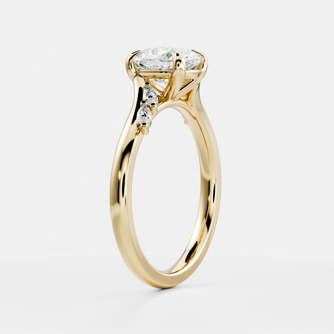 Cushion Cut Lab Grown Diamond Ring in Yellow Gold