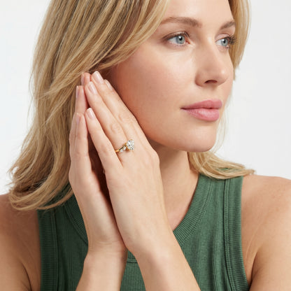 Cushion Cut Lab Grown Diamond Ring in Yellow Gold