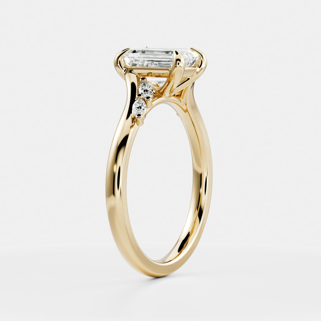 Emerald Cut Lab Grown Diamond Ring in Yellow Gold