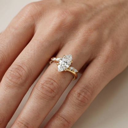 Marquise Cut Lab Grown Diamond Ring in Yellow Gold
