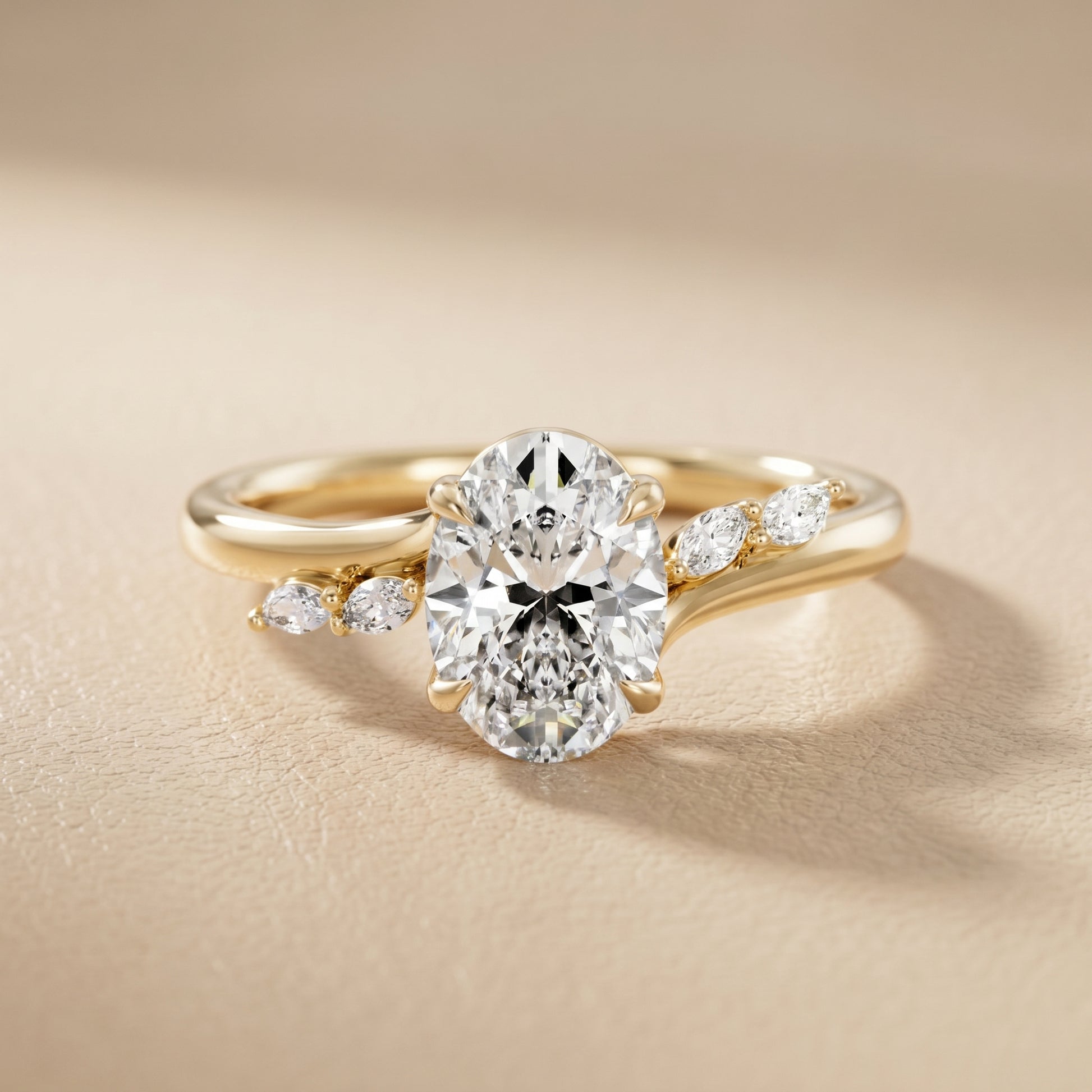 Oval Cut Lab Grown Diamond Ring in Yellow Gold