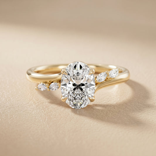 Oval Cut Lab Grown Diamond Ring in Yellow Gold