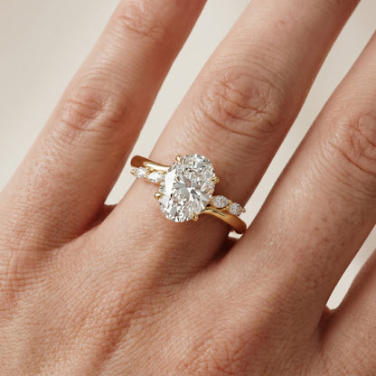 Oval Cut Lab Grown Diamond Ring in Yellow Gold