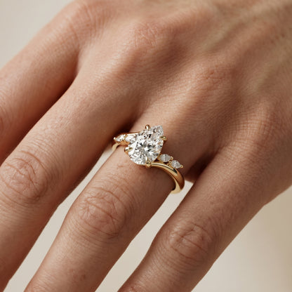 Pear Cut Lab Grown Diamond Ring in Yellow Gold