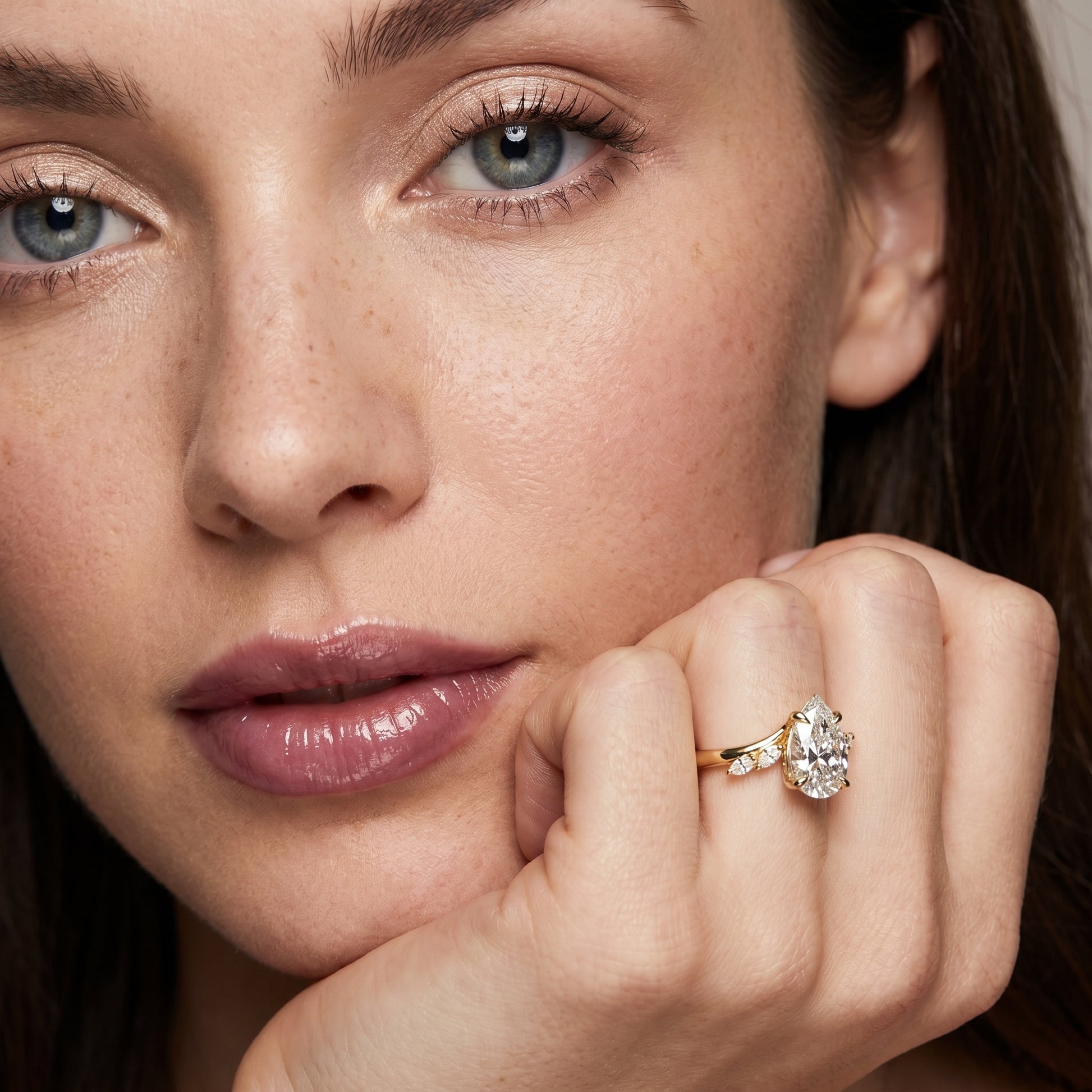 Pear Cut Lab Grown Diamond Ring in Yellow Gold
