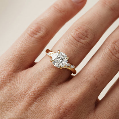 Round Cut Lab Grown Diamond Ring in Yellow Gold