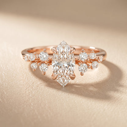 Marquise Cut Lab Grown Diamond Ring in Rose Gold