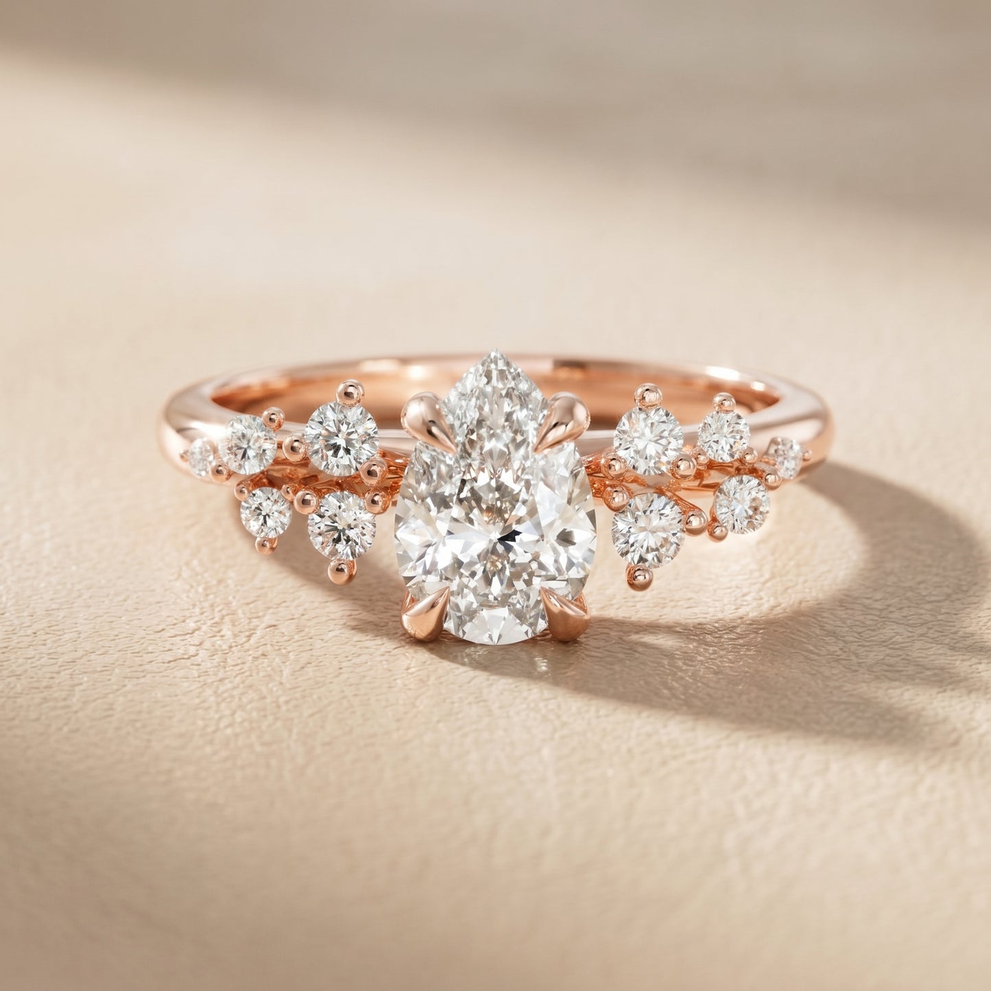 Pear Cut Lab Grown Diamond Ring in Rose Gold