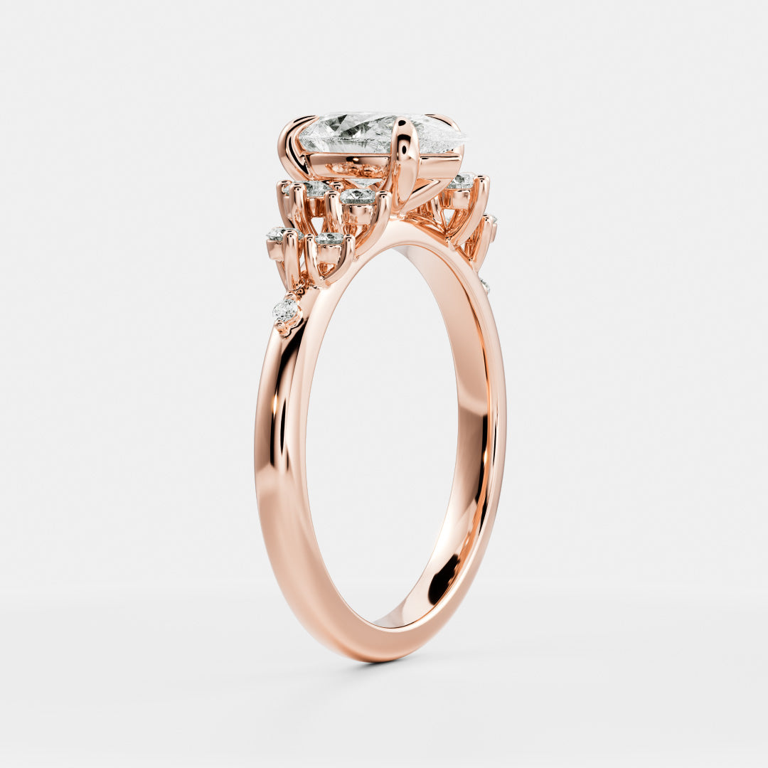 Pear Cut Lab Grown Diamond Ring in Rose Gold