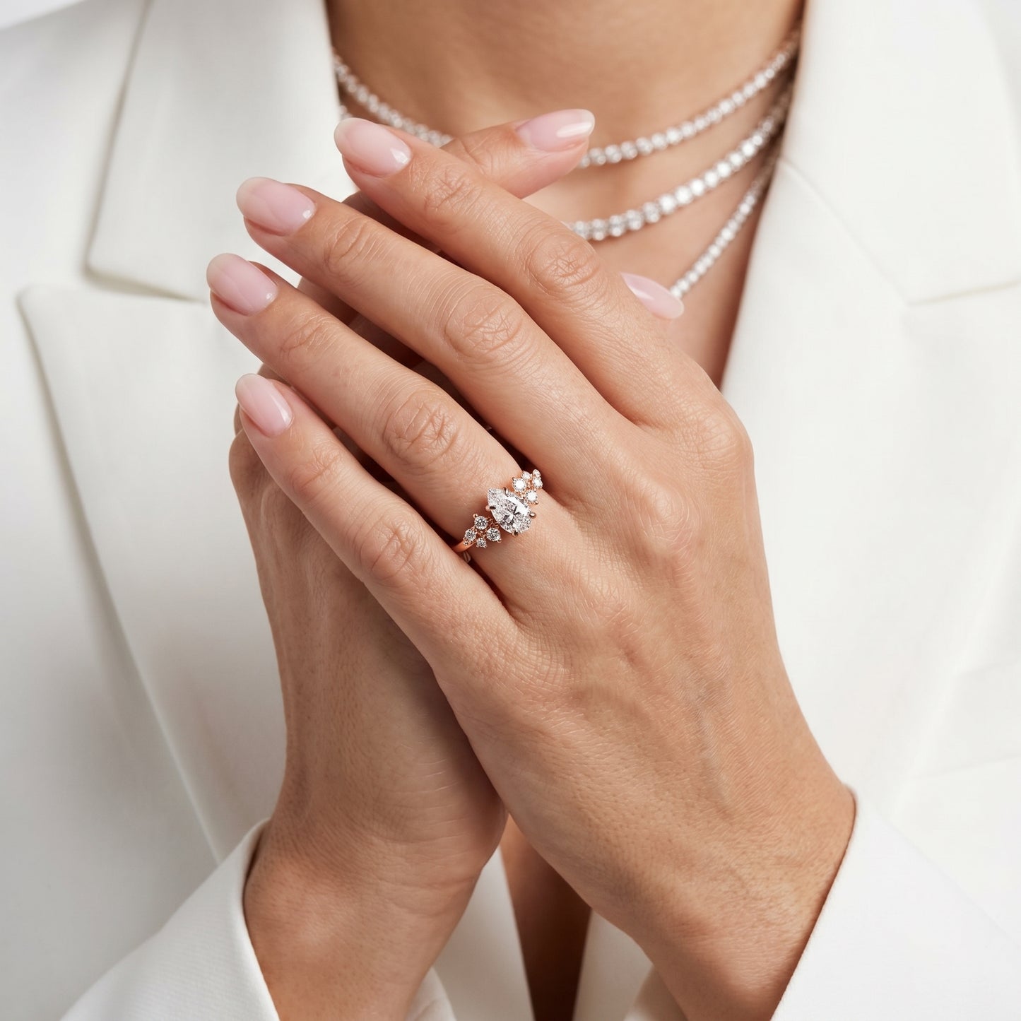 Pear Cut Lab Grown Diamond Ring in Rose Gold