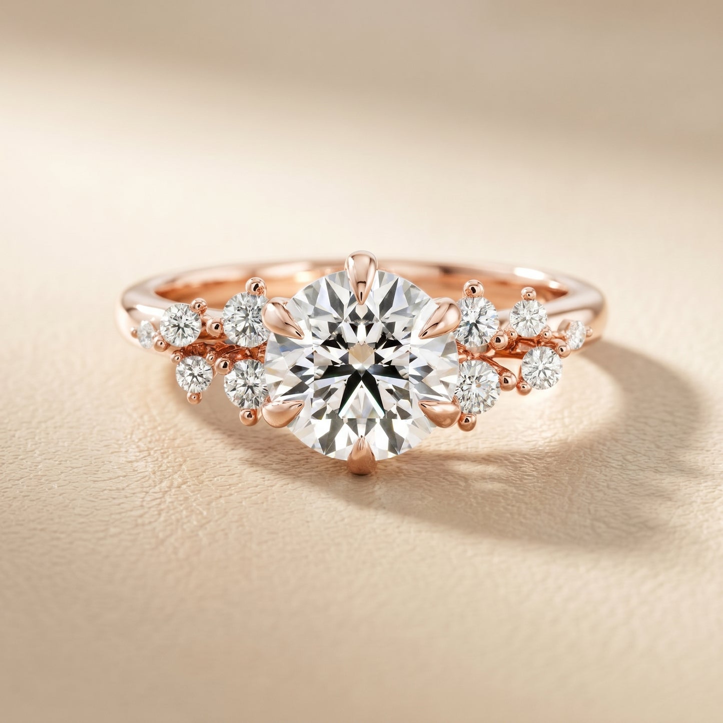 Round Cut Lab Grown Diamond Ring in Rose Gold