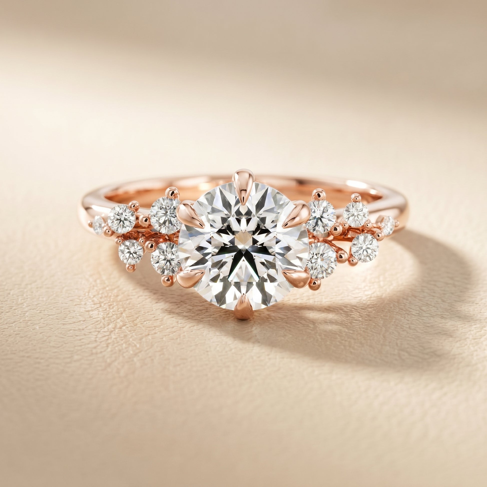 Round Cut Lab Grown Diamond Ring in Rose Gold