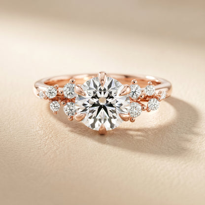 Round Cut Lab Grown Diamond Ring in Rose Gold