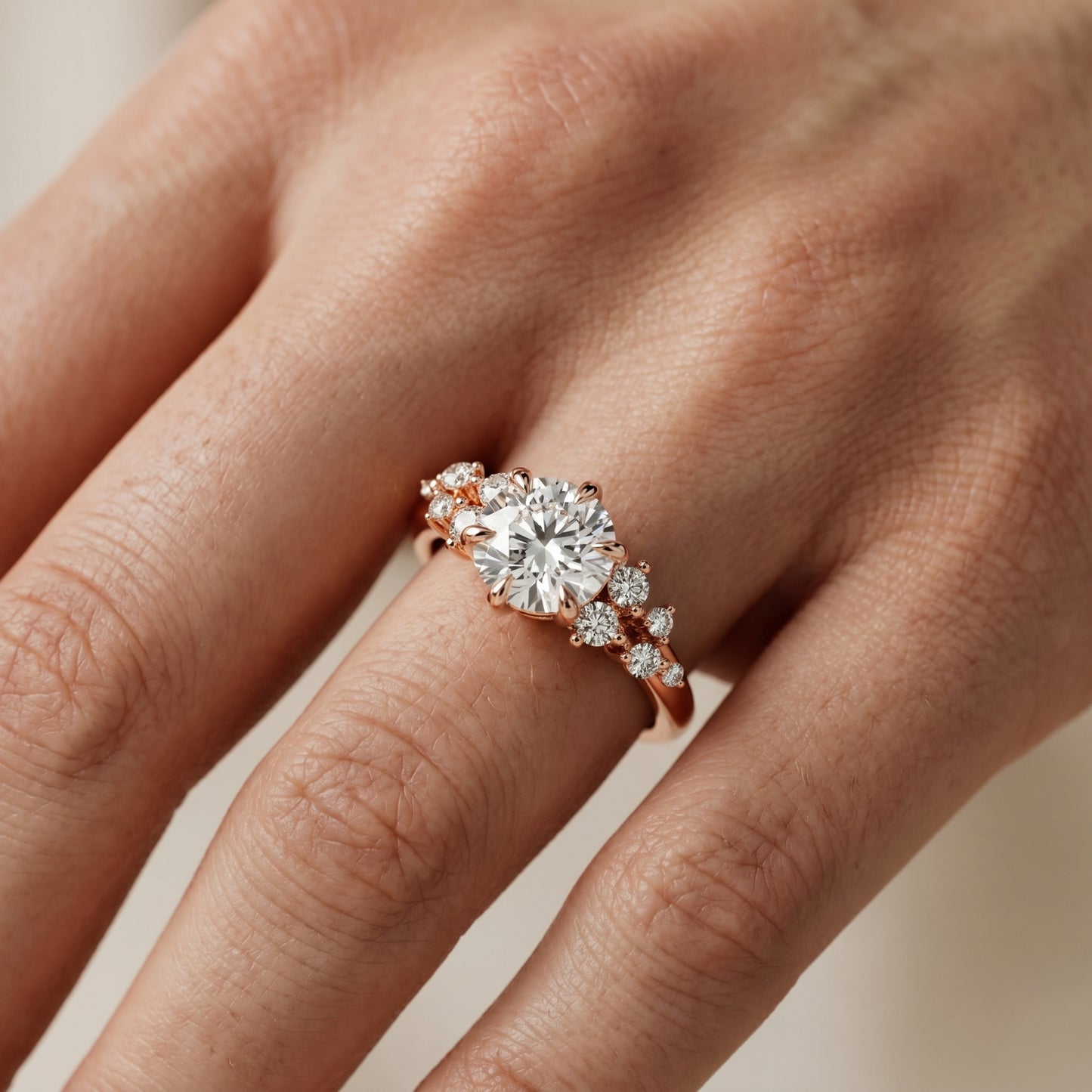 Round Cut Lab Grown Diamond Ring in Rose Gold