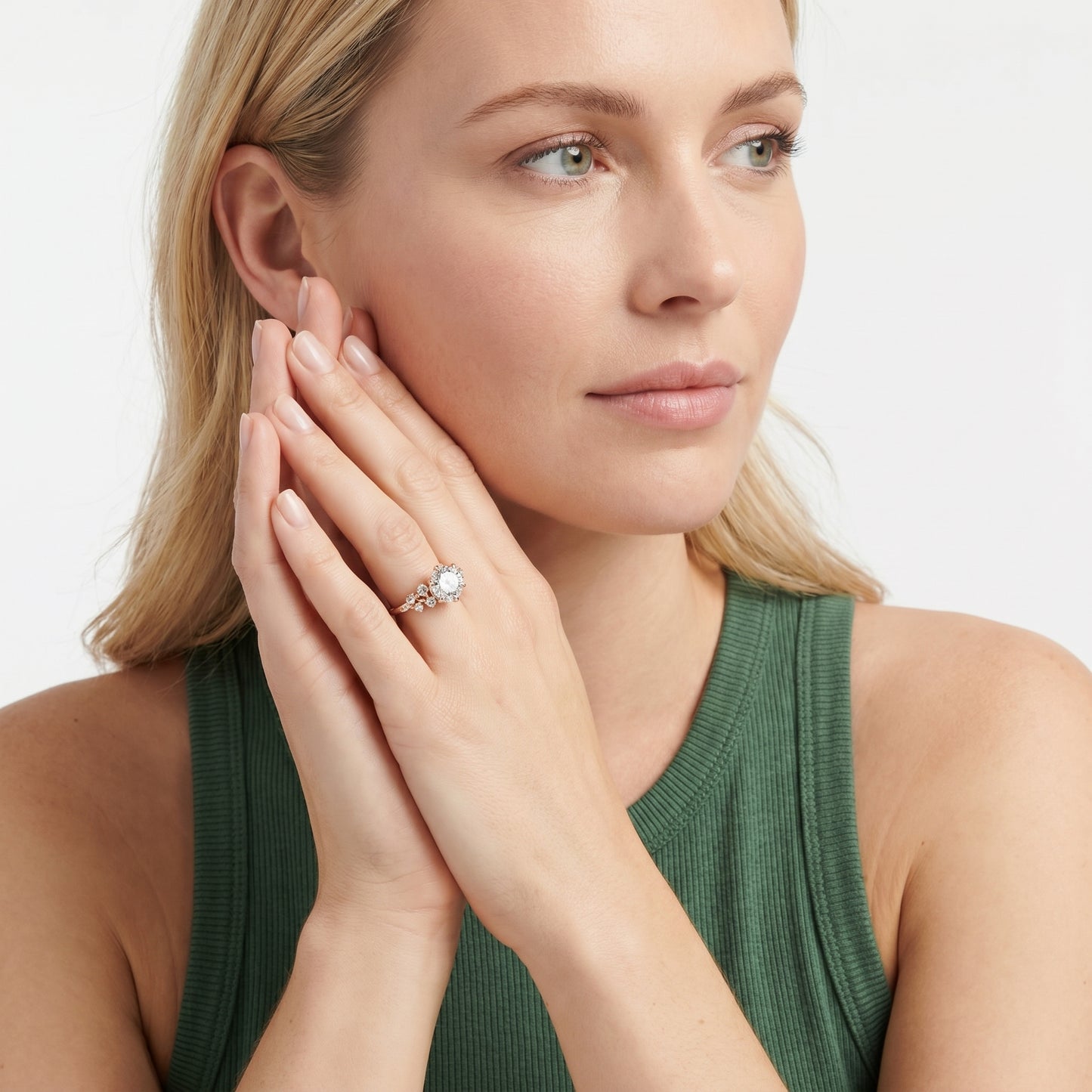 Round Cut Lab Grown Diamond Ring in Rose Gold