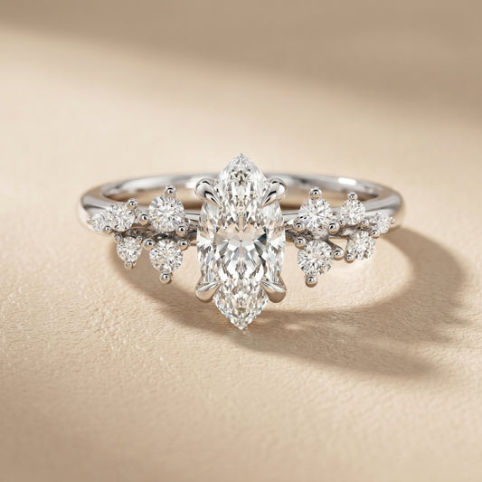 Marquise Cut Lab Grown Diamond Ring in White Gold