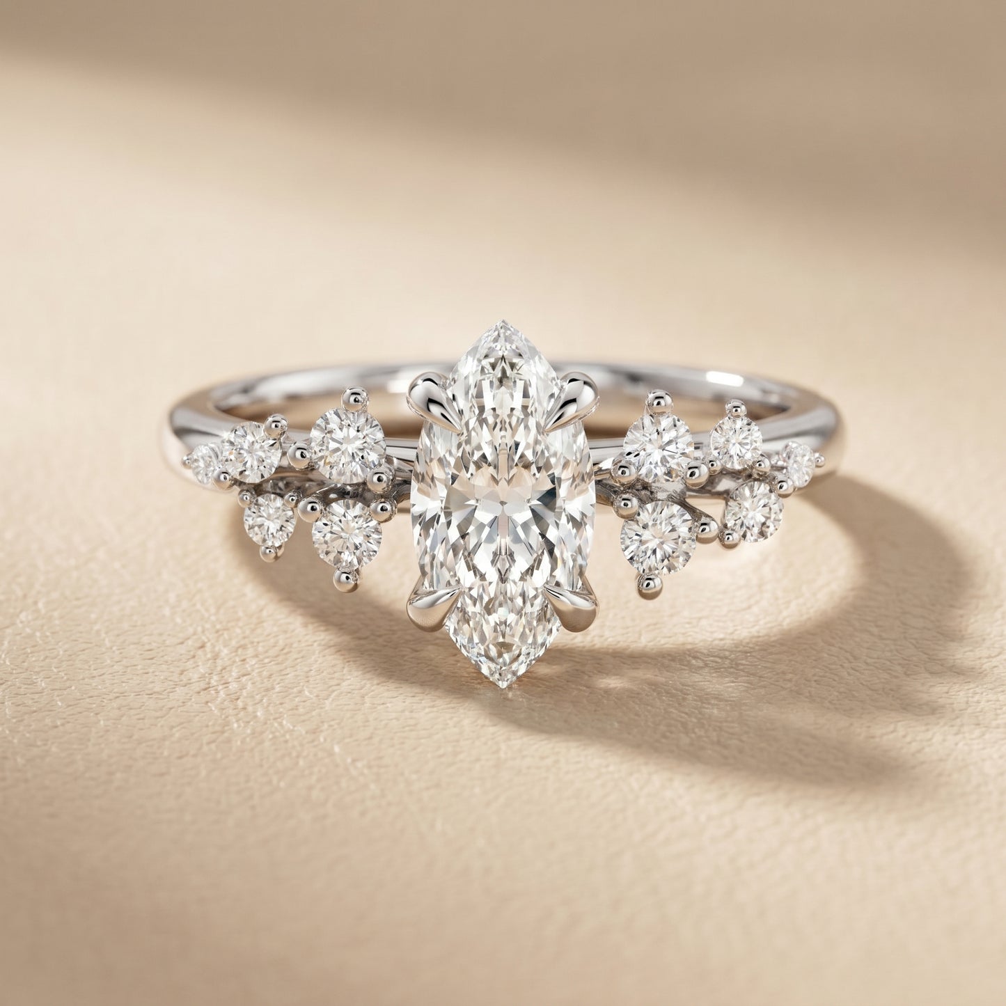 Marquise Cut Lab Grown Diamond Ring in Silver