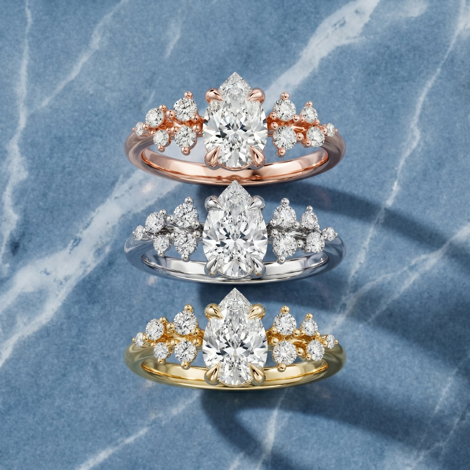 Pear Cut Lab Grown Diamond Ring in Platinum