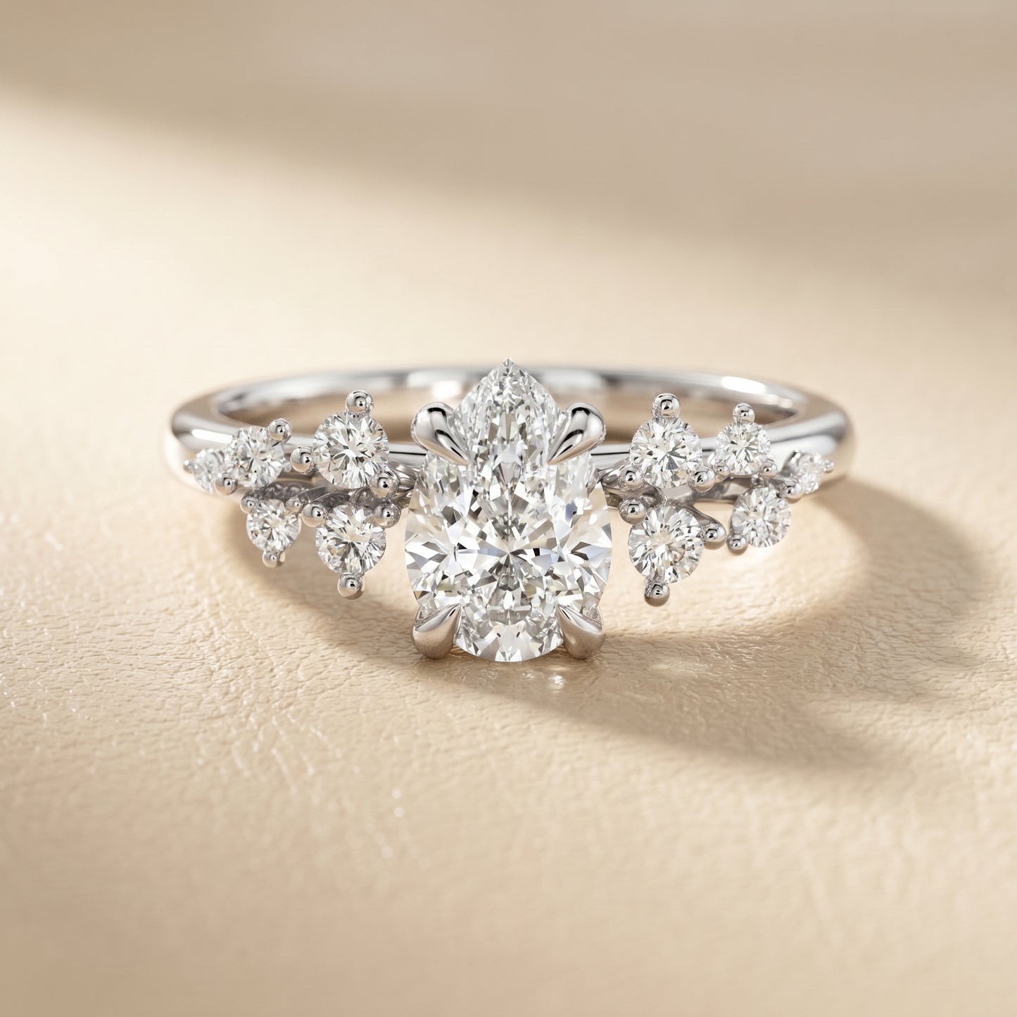 Pear Cut Lab Grown Diamond Ring in White Gold
