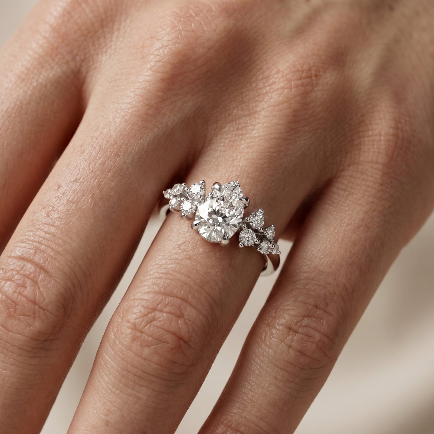 Pear Cut Lab Grown Diamond Ring in White Gold