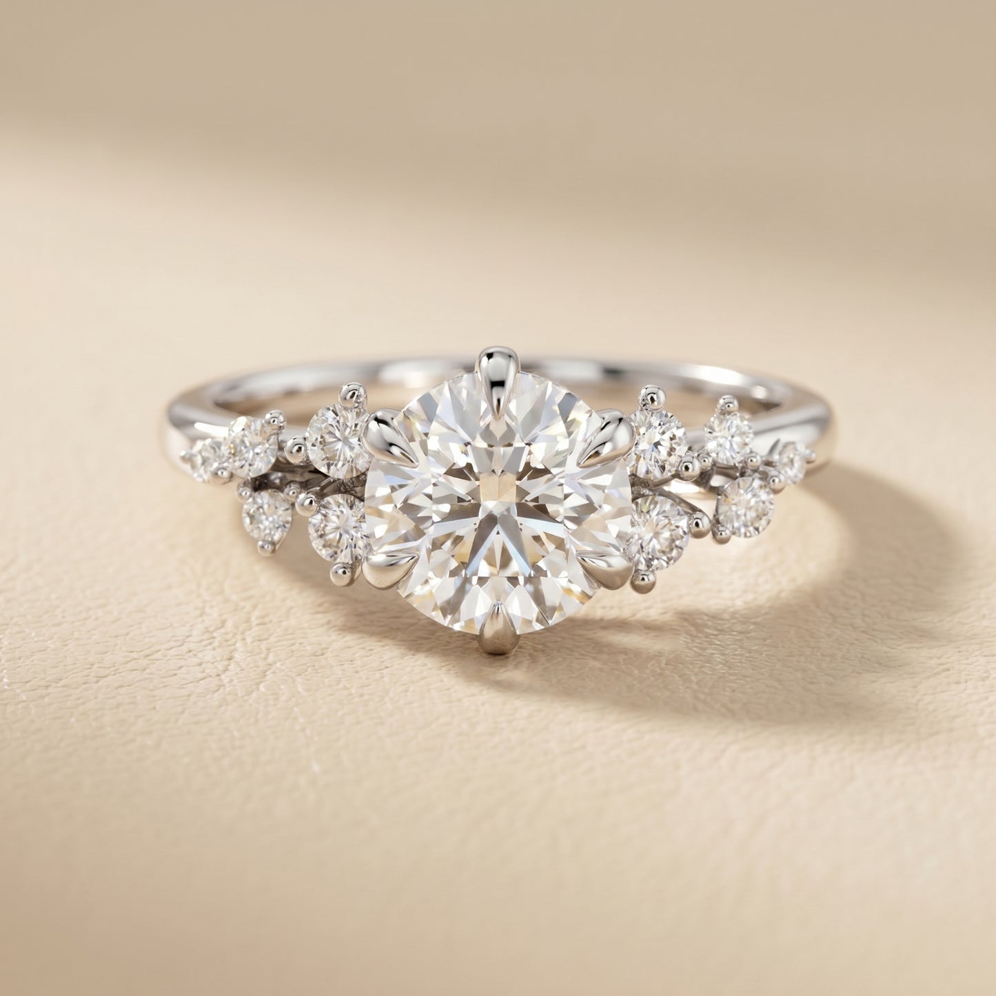 Round Cut Lab Grown Diamond Ring in Platinum