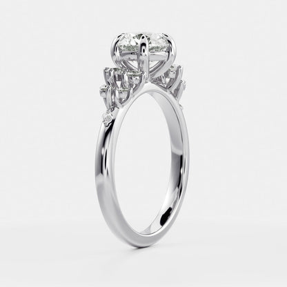 Round Cut Lab Grown Diamond Ring in Silver