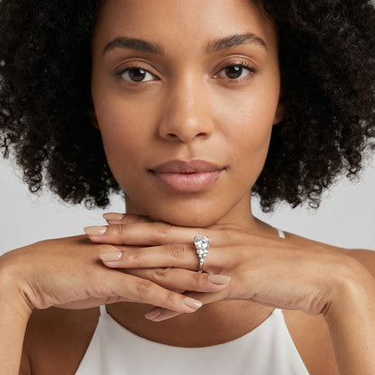 Round Cut Lab Grown Diamond Ring in Silver