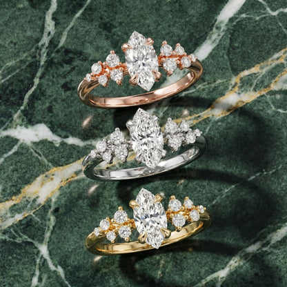 Marquise Cut Lab Grown Diamond Ring in Yellow Gold