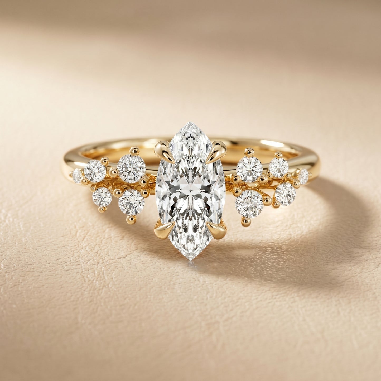 Marquise Cut Lab Grown Diamond Ring in Yellow Gold