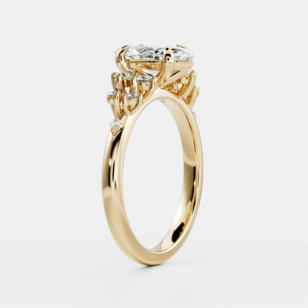 Marquise Cut Lab Grown Diamond Ring in Yellow Gold