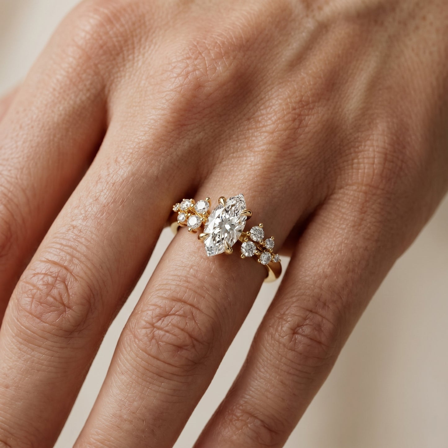 Marquise Cut Lab Grown Diamond Ring in Yellow Gold