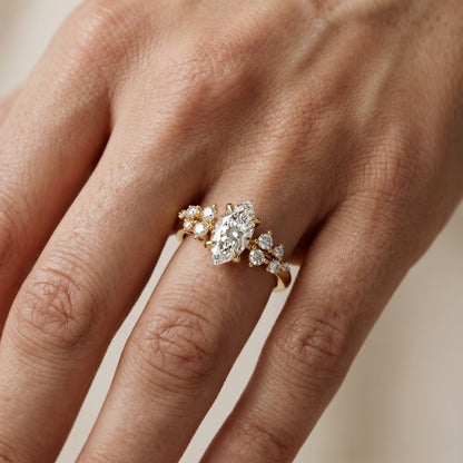 Marquise Cut Lab Grown Diamond Ring in Yellow Gold