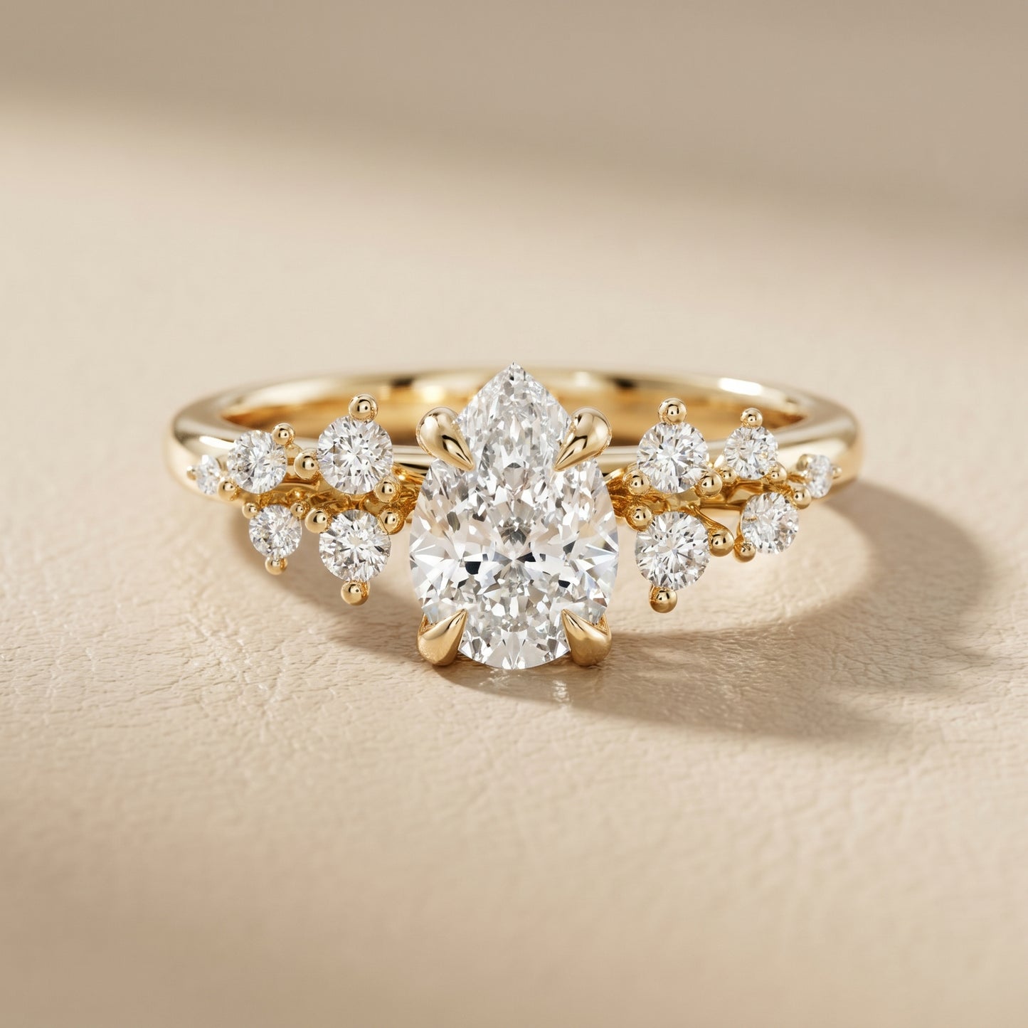 Pear Cut Lab Grown Diamond Ring in Yellow Gold