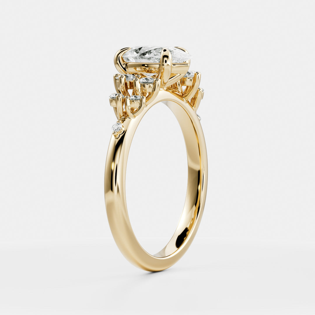 Pear Cut Lab Grown Diamond Ring in Yellow Gold