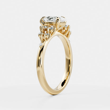 Pear Cut Lab Grown Diamond Ring in Yellow Gold