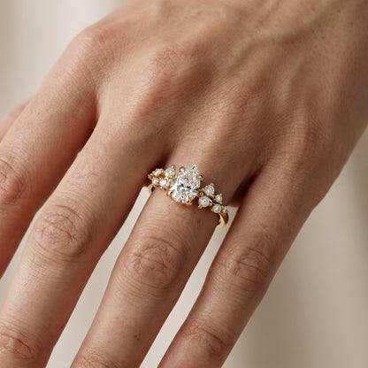 Pear Cut Lab Grown Diamond Ring in Yellow Gold