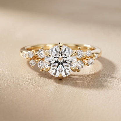 Round Cut Lab Grown Diamond Ring in Yellow Gold