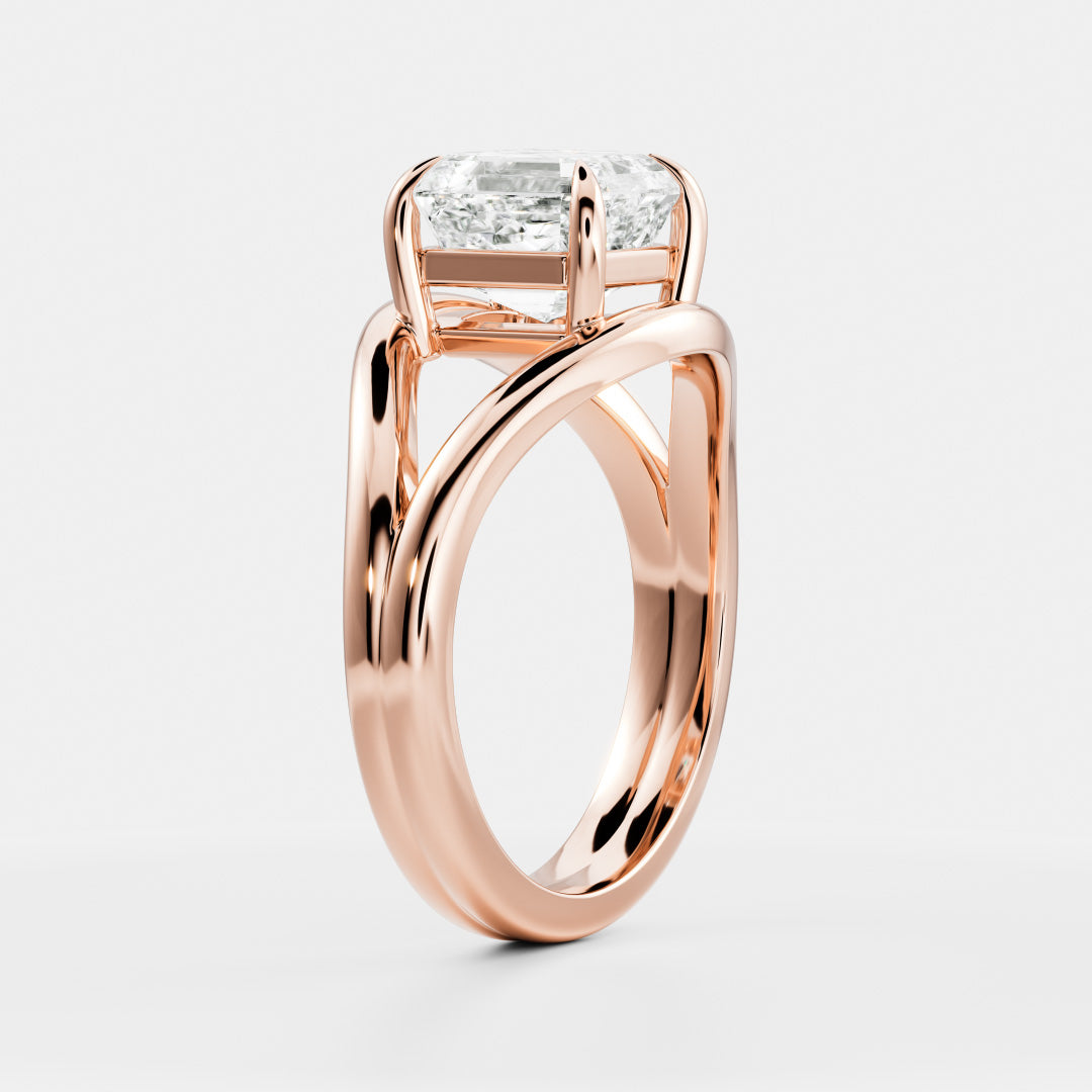 Asscher Cut Lab Grown Diamond Ring in Rose Gold